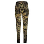 Gold Om Lotus Print High-Waisted Pocket Leggings