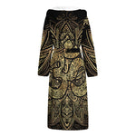 Gold Om Lotus Print Hooded Bathrobe