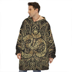 Gold Om Lotus Print Hoodie Blanket