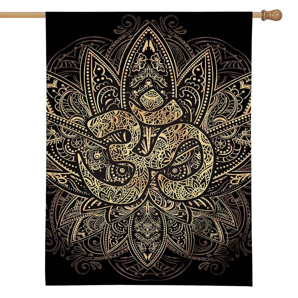 Gold Om Lotus Print House Flag