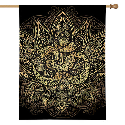 Gold Om Lotus Print House Flag