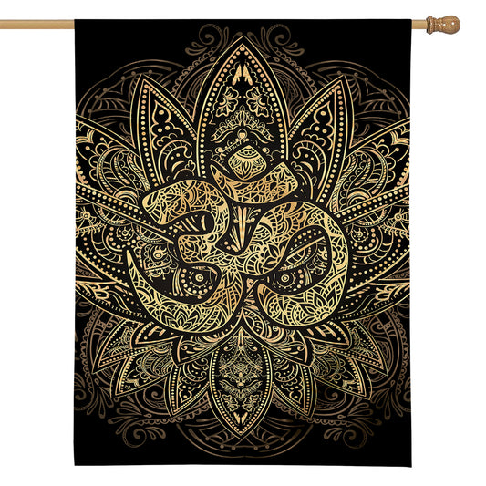 Gold Om Lotus Print House Flag
