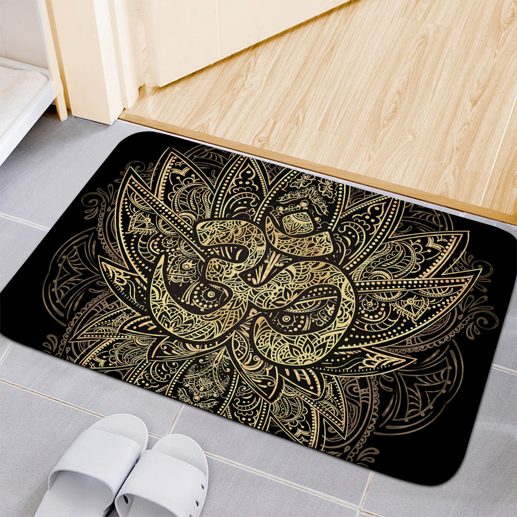 Gold Om Lotus Print Indoor Door Mat