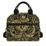 Gold Om Lotus Print Insulated Lunch Bag