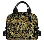 Gold Om Lotus Print Insulated Lunch Bag