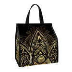 Gold Om Lotus Print Insulated Lunch Tote