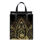 Gold Om Lotus Print Insulated Lunch Tote