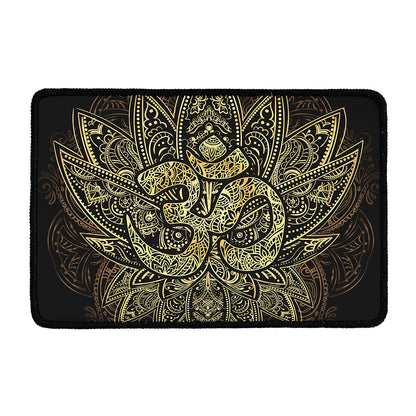Gold Om Lotus Print Kitchen Mat