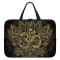 Gold Om Lotus Print Laptop Sleeve With Handle