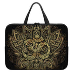 Gold Om Lotus Print Laptop Sleeve With Handle