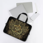 Gold Om Lotus Print Laptop Sleeve With Handle