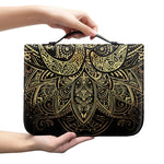 Gold Om Lotus Print Leather Bible Cover