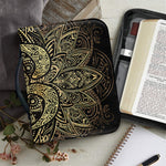 Gold Om Lotus Print Leather Bible Cover