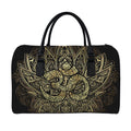 Gold Om Lotus Print Leather Duffel Bag