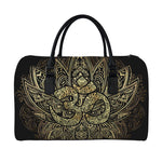 Gold Om Lotus Print Leather Duffle Bag