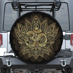 Gold Om Lotus Print Leather Spare Tire Cover