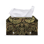 Gold Om Lotus Print Leather Tissue Box Cover