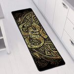 Gold Om Lotus Print Long Kitchen Mat