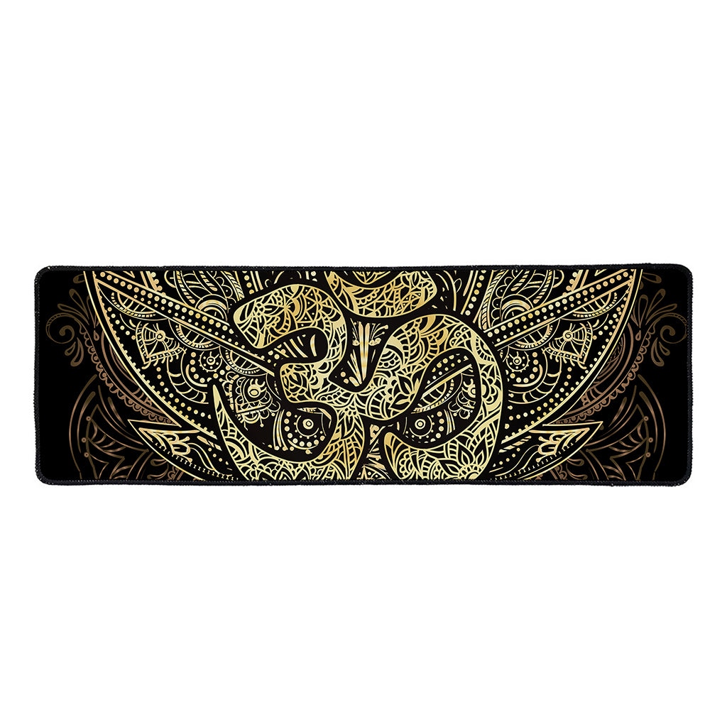 Gold Om Lotus Print Long Kitchen Mat