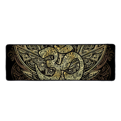 Gold Om Lotus Print Long Kitchen Mat