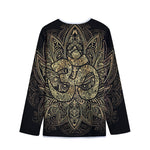 Gold Om Lotus Print Long Sleeve Short Coat