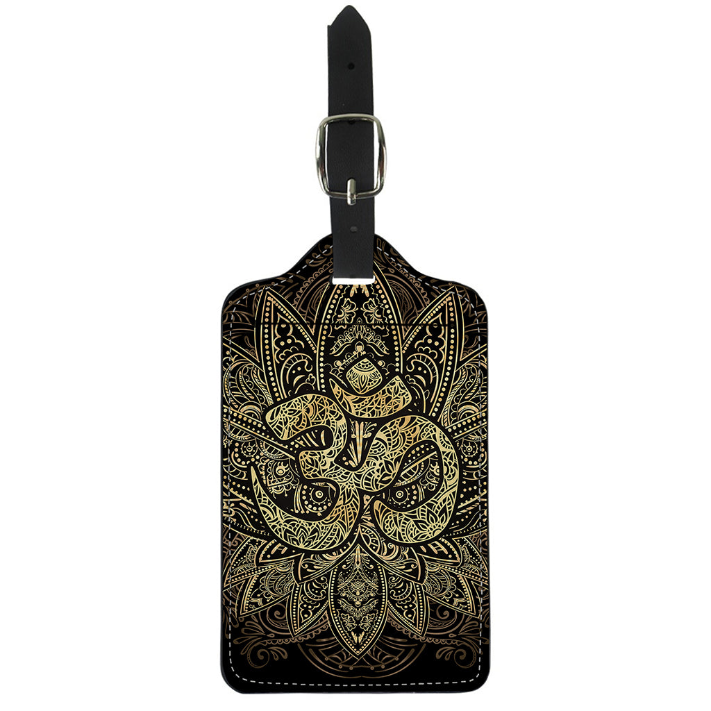 Gold Om Lotus Print Luggage Tag