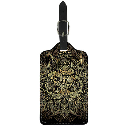 Gold Om Lotus Print Luggage Tag