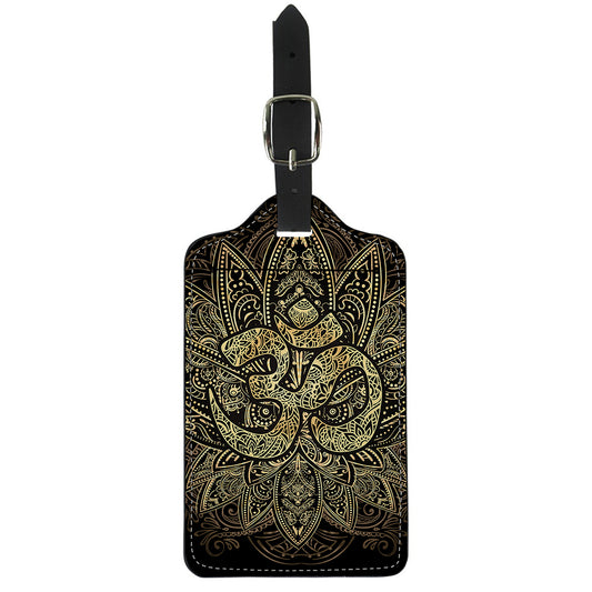 Gold Om Lotus Print Luggage Tag