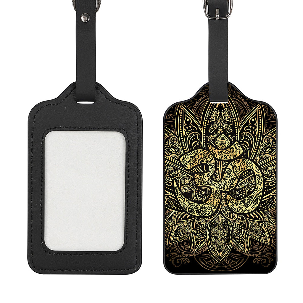 Gold Om Lotus Print Luggage Tag