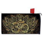 Gold Om Lotus Print Mailbox Cover