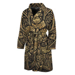 Gold Om Lotus Print Men's Bathrobe