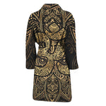 Gold Om Lotus Print Men's Bathrobe