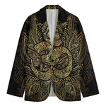 Gold Om Lotus Print Men's Blazer
