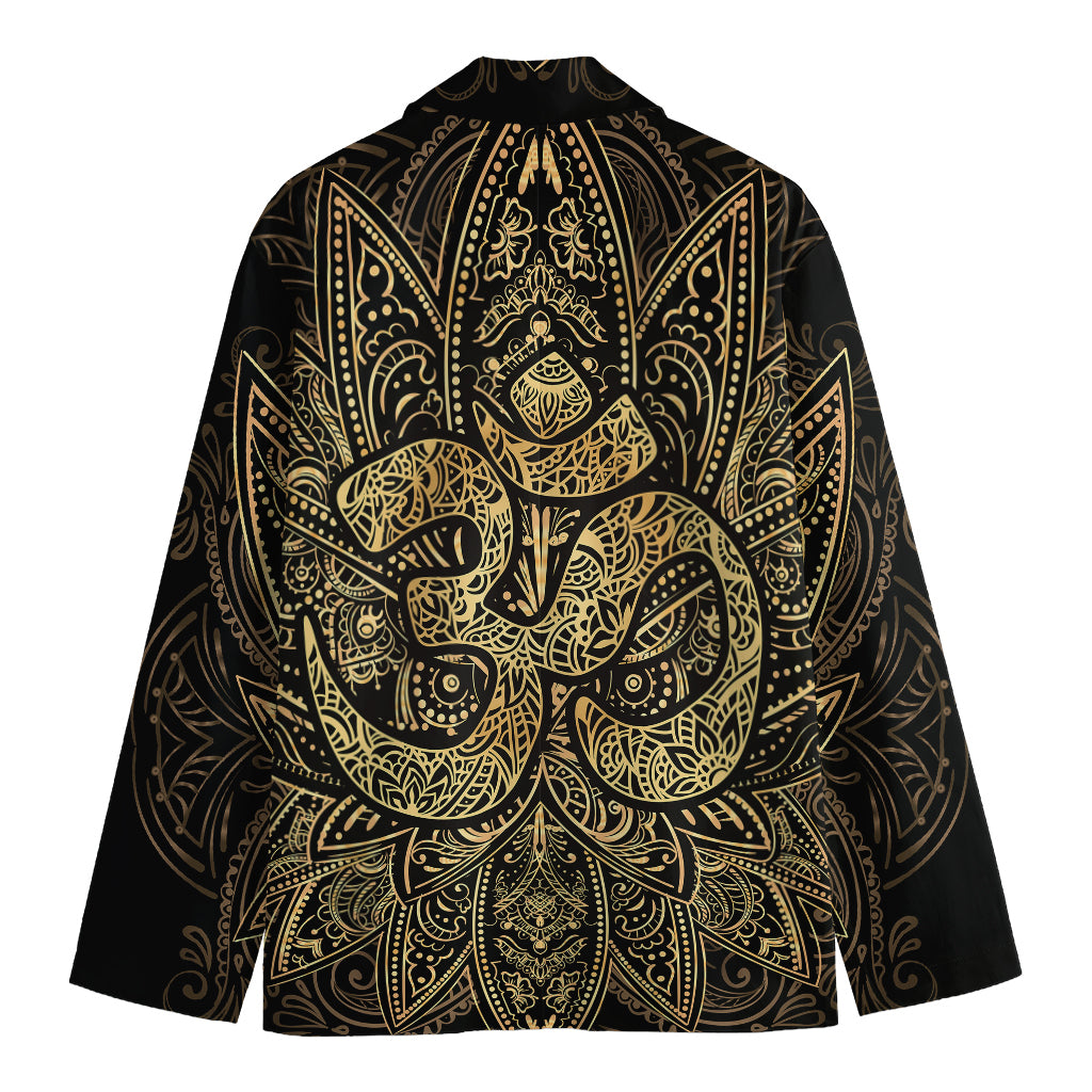 Gold Om Lotus Print Men's Blazer