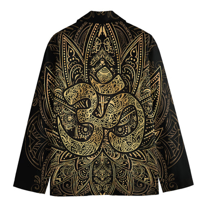 Gold Om Lotus Print Men's Blazer