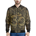 Gold Om Lotus Print Men's Bomber Jacket