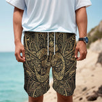 Gold Om Lotus Print Men's Cargo Shorts