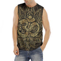 Gold Om Lotus Print Men's Fitness Tank Top