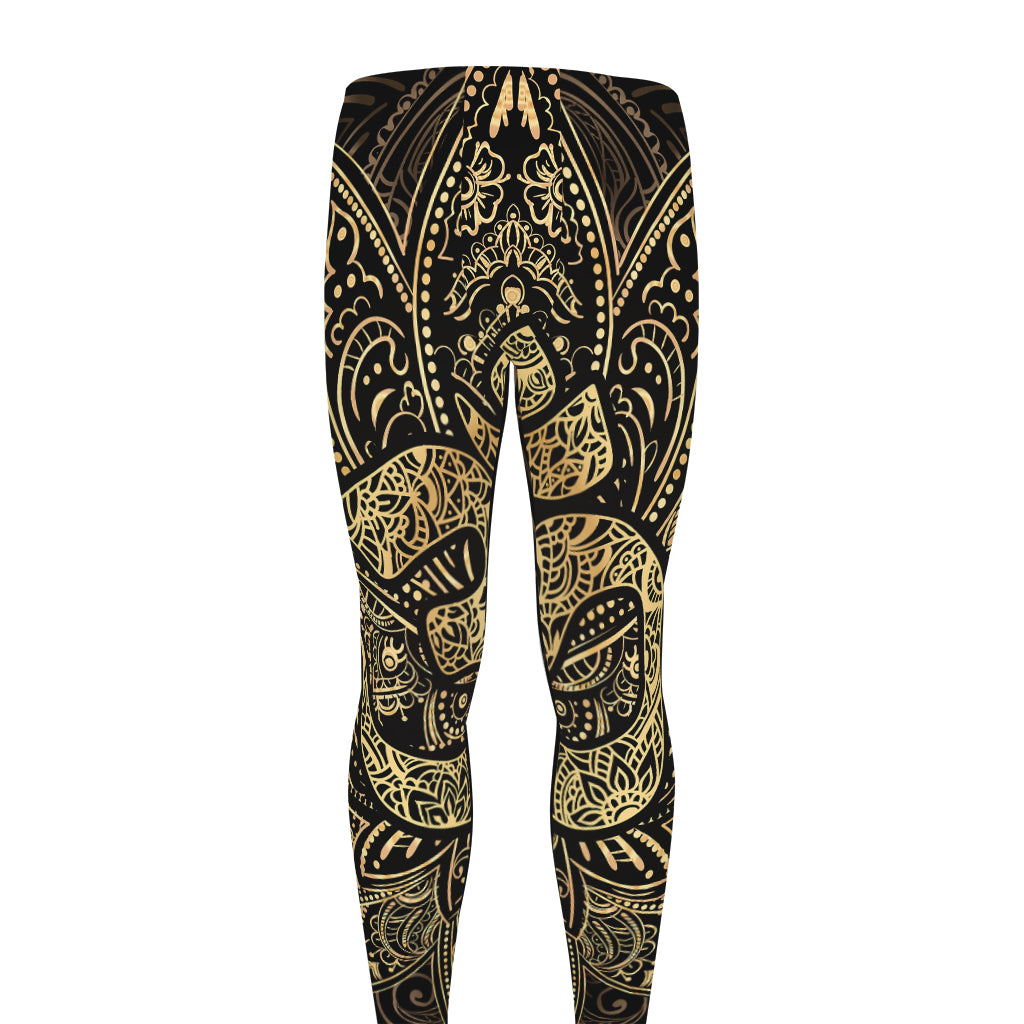 Gold Om Lotus Print Men's leggings
