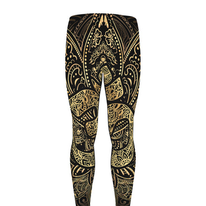Gold Om Lotus Print Men's leggings