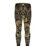 Gold Om Lotus Print Men's leggings