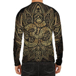 Gold Om Lotus Print Men's Long Sleeve Rash Guard