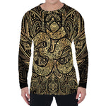 Gold Om Lotus Print Men's Long Sleeve T-Shirt