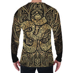 Gold Om Lotus Print Men's Long Sleeve T-Shirt