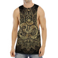Gold Om Lotus Print Men's Muscle Tank Top