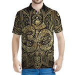 Gold Om Lotus Print Men's Polo Shirt
