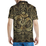 Gold Om Lotus Print Men's Polo Shirt