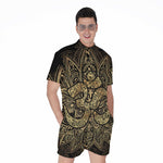 Gold Om Lotus Print Men's Rompers