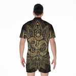 Gold Om Lotus Print Men's Rompers