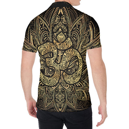 Gold Om Lotus Print Men's Shirt